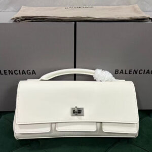 Balenciaga BEL AIR small shoulder strap clutch bag Cream