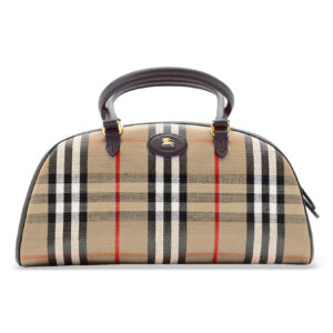 Burberry Canvas Highlands Bowling Top-Handle Bag Dark Coffee