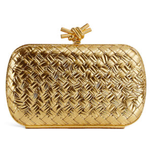 Bottega Veneta Leather Knot Minaudiere Clutch Bag 844108 Golden