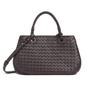 Bottega Veneta Grey Leather Basket Shoulder Bag 836261 Dark Coffee