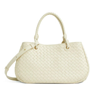 Bottega Veneta Grey Leather Basket Shoulder Bag 836261 Cream