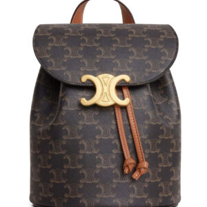 Celine Backpack Celine Bonnie In Triomphe Canvas And Calfskin Coffee