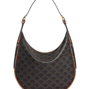 Celine Heloise Bag In Triomphe Canvas And Calfskin Coffee