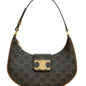 Celine Ava Triomphe Medium Bag With Logo Print 114492 Coffee