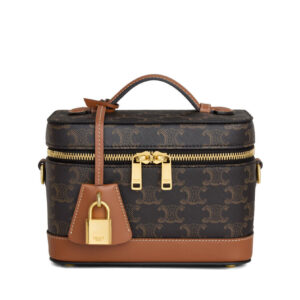 Celine Vanity In Triomphe Canvas And Calfskin Coffee
