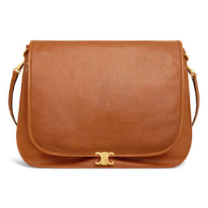 Celine Besace Soft Triomphe In Supple Shiny Lambskin 123632 Coffee
