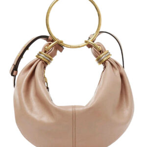 Chloe Small Bracelet Hobo Bag In Grained Leather Apricot