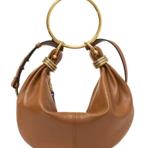 Chloe Small Bracelet Hobo Bag In Grained Leather Coffee