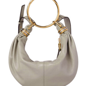 Chloe Small Bracelet Hobo Bag In Grained Leather Gray