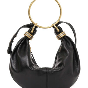 Chloe Small Bracelet Hobo Bag In Grained Leather Black