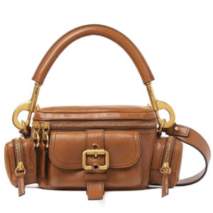 Chloe Small Camera Bag In Shiny Leather Coffee
