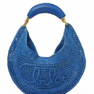 Chloe Summer Banana Hobo Bag In Raffia Blue