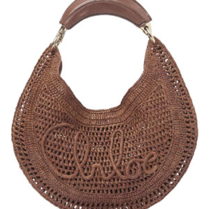 Chloe Summer Banana Hobo Bag In Raffia Coffee