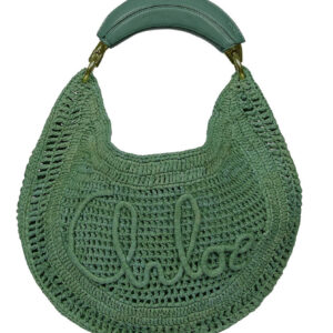 Chloe Summer Banana Hobo Bag In Raffia Green