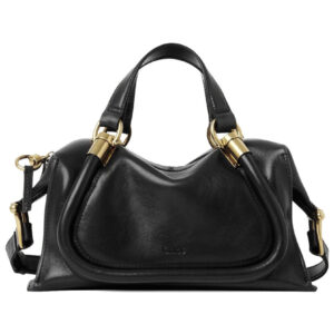 Chloe Small Paraty 24 Bag In Shiny Leather Black