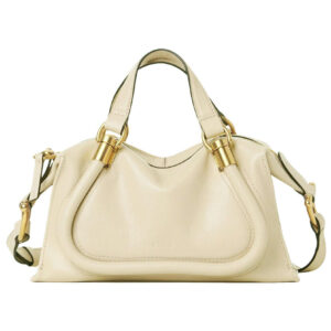 Chloe Small Paraty 24 Bag In Shiny Leather Cream