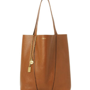 Chloe Spin Tote Bag In Grained Leather Coffee