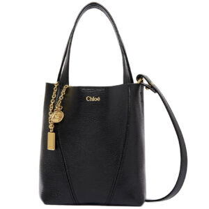 Chloe Small Chloe Spin Tote Bag In Grained Leather Black