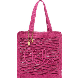Chloe Summer Banana Tote Bag In Raffia Khaki