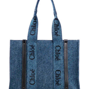 Chloe Medium Woody Tote Bag Blue