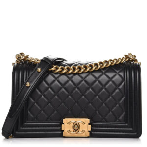 Chanel Black Lambskin Medium Boy Bag A67086 Black