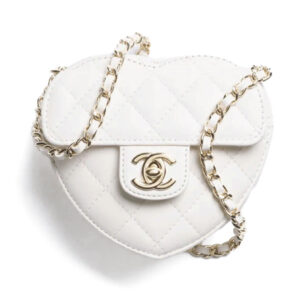 Chanel Heart-Shaped Chain Handbag AP2784 White