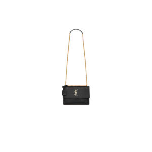 SUNSET MEDIUM CHAIN BAG IN CROCODILE-EMBOSSED SHINY LEATHER