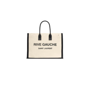 RIVE GAUCHE LARGE TOTE BAG IN PRINTED CANVAS AND LEATHER