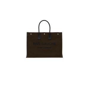 RIVE GAUCHE LARGE TOTE BAG IN PRINTED CANVAS AND LEATHER