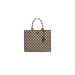 Large Prada Symbole jacquard fabric handbag